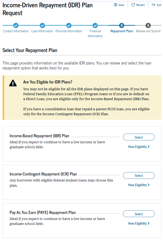 Electroinc IDR plan request
