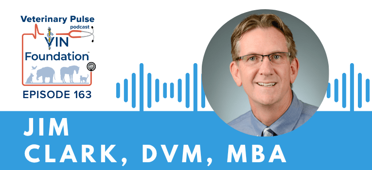 VIN Foundation | Supporting veterinarians to cultivate a healthy animal community | prevet resources veterinary student resources veterinarian resources | Nonprofit free veterinary resources | Blog | Veterinary Pulse Podcast Episode 163 | Dr. Jim Clark, DVM, MBA shares his multifaceted veterinary career path with relatable insights into learning from your mistakes, leadership, partnerships and more