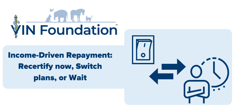VIN Foundation | Supporting veterinarians to cultivate a healthy animal community | prevet resources veterinary student resources veterinarian resources | Nonprofit free veterinary resources | Blog | Income-Driven Repayment: Recertify now, Switch plans, or Wait